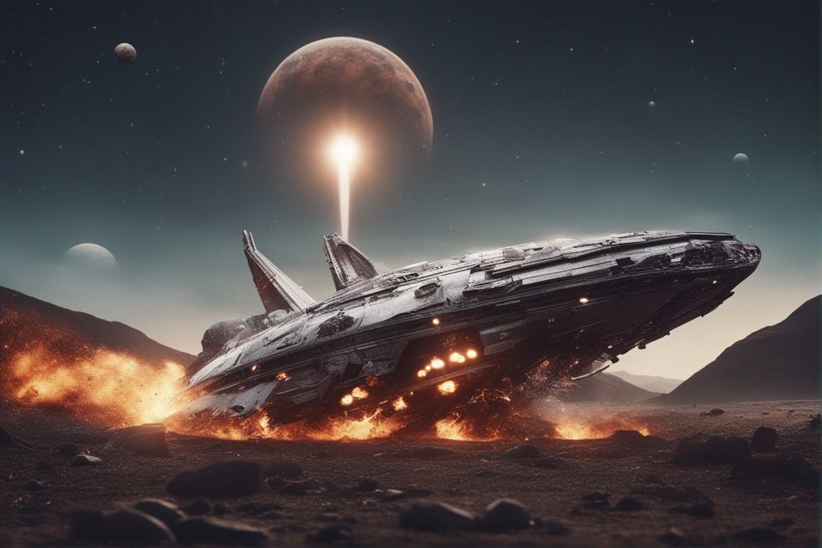 space ship crash into planet photograph high quality